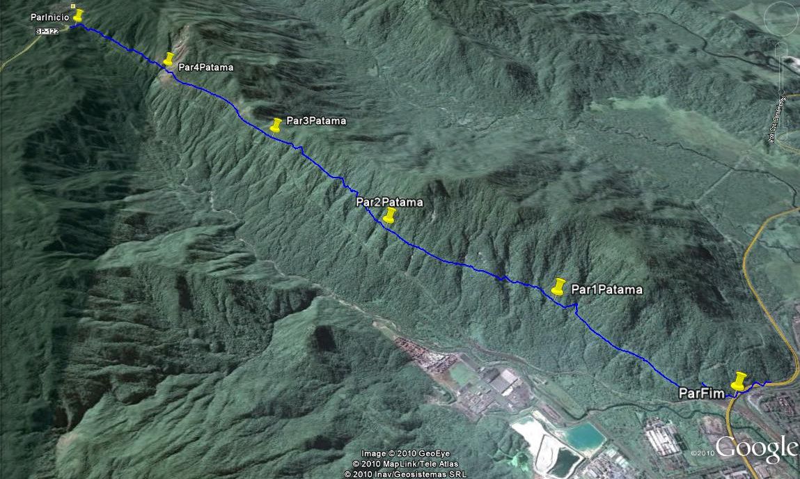 Mapa 3D da trilha do Funicular