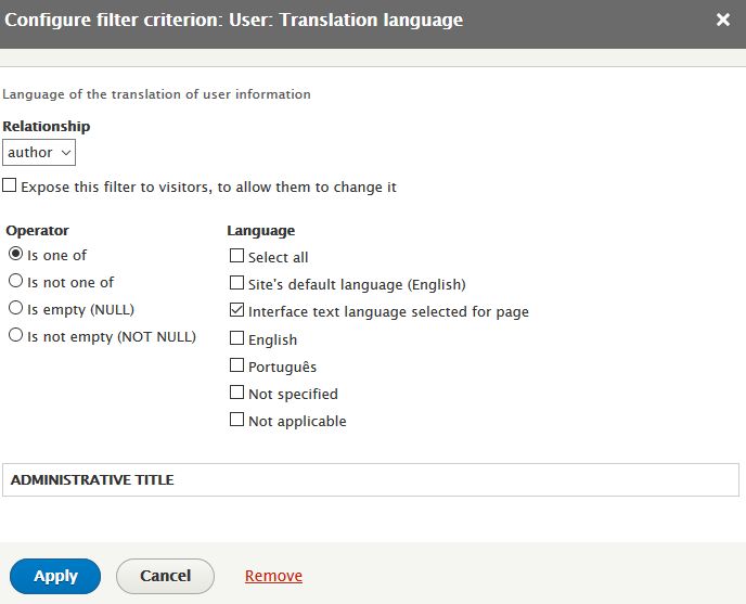 Configure the filter for the relationship