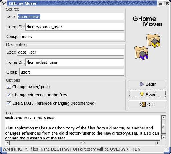 GHome Mover - Linux home folder mover
