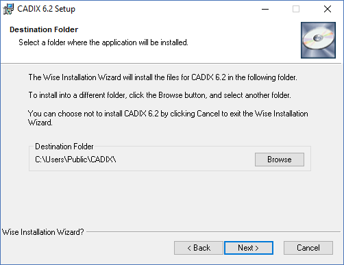 CADIX Destination Folder