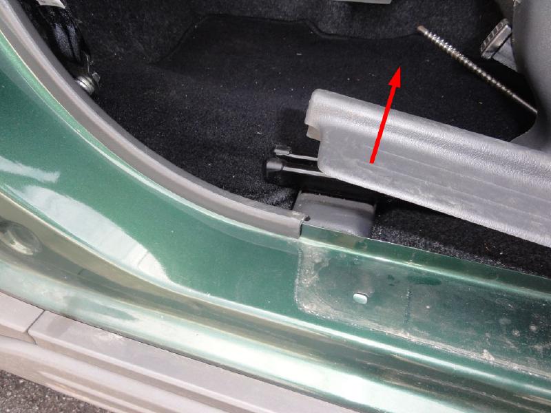 Remove the lower trim from the floor. Just pull it out. Don&rsquo;t use tools and be gentle, the locking pin is fragile.
