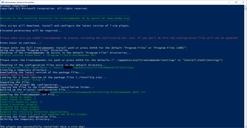 Script output