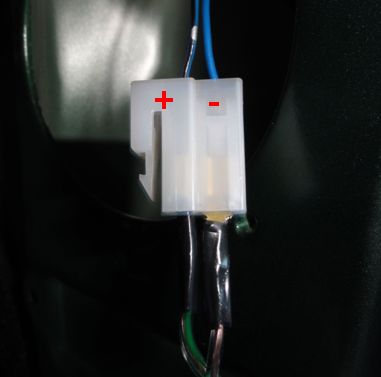 Plug the terminals into the OEM connector. Pay attention to the polarity. Some electric tape can help to avoid short circuits.
