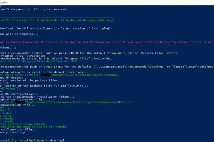 Script output