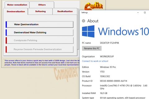 CADIX running on Windows 10 64-bit